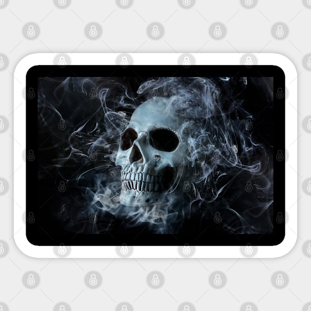 Smoking Skull Sticker by CreativePhil
